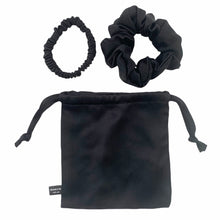 Load image into Gallery viewer, Silk Scrunchie Duo - Black
